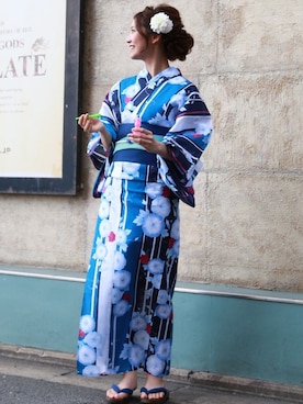 「花火」｜「アイテム（浴衣）」を使った、TeddyShopさん（レディース・158cm）の夏コーディネート