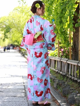 「花火」｜「アイテム（浴衣）」を使った、TeddyShopさん（レディース・158cm）の夏コーディネート