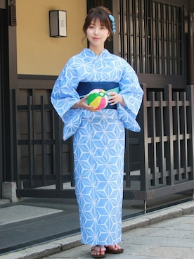 「花火」｜「アイテム（浴衣）」を使った、TeddyShopさん（レディース・158cm）の夏コーディネート