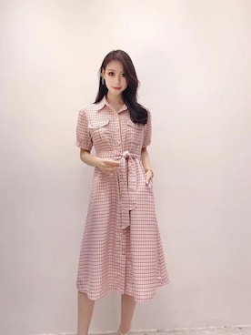 「ひざ丈スカート」｜「アイテム（シャツワンピース）」を使った、TeddyShopさん（レディース・158cm）の夏コーディネート