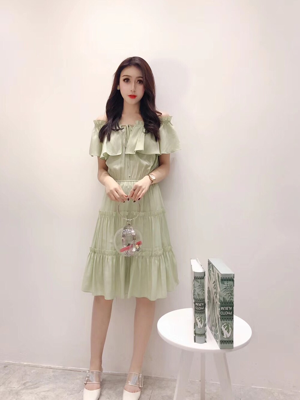 「ワンピース、スカート、フリル、ootd、夏コーデ、オルチャンファッション、韓国ファッション、ティアードワンピース、TeddyShop」｜「TeddyShopのワンピース（ワンピース、その他）」を使った、TeddyShopさん（レディース・158cm）の夏コーディネートの1枚目の写真