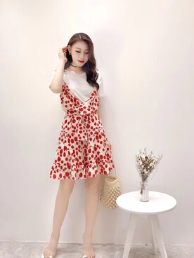 「ひざ丈スカート」｜「アイテム（ワンピース/ドレス）」を使った、TeddyShopさん（レディース・158cm）の秋コーディネート