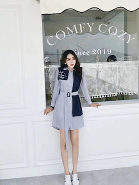 「新作」｜「アイテム（シャツワンピース）」を使った、TeddyShopさん（レディース・158cm）の秋コーディネート