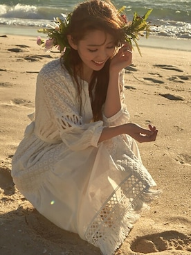 Teddyshop テディショップ の レディース ボヘミアン風シースルーリゾートワンピ リボン 2点セット ワンピース Wear