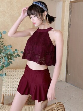 「アイテム（水着、レッド系）」を使った、TeddyShopさん（レディース・158cm）の秋コーディネート