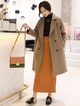 「コックリカラー」｜TeddyShopさん（レディース・158cm）の冬コーディネート