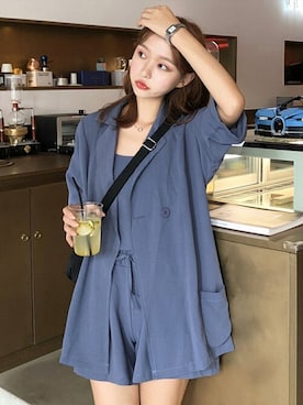 「キャミソール」｜「アイテム（セットアップ）」を使った、TeddyShopさん（レディース・158cm）の夏コーディネート