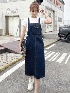 「スリット」｜「アイテム（オールインワン・サロペット）」を使った、TeddyShopさん（レディース・158cm）の夏コーディネート