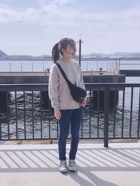 「SpRay PREMIUM（スプレイプレミアム）のアイテム（スウェット）」を使った、ゆず🍊さん（レディース・158cm）の春コーディネート