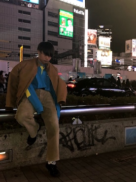 「ラガーシャツ」｜「アイテム（ブルゾン）」を使った、asaさん（メンズ・168cm）の冬コーディネート