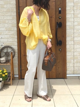 「LOWRYS FARM（ローリーズファーム）のセンタープレスカラーフレアパンツ　870189（その他パンツ）」を使った、kotone.さん（レディース・158cm）の夏コーディネート