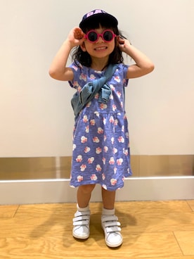 「amabro（アマブロ）のアイテム」を使った、ゆずりつみなさん（キッズ・100cm）の春コーディネート