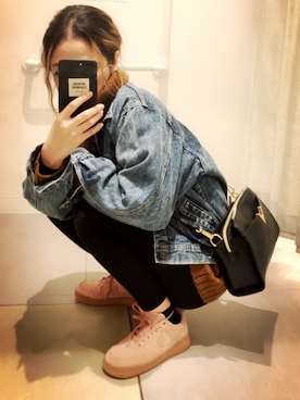 「airforce1」｜「アイテム（デニムジャケット）」を使った、chaaaさん（レディース・160cm）の秋コーディネート