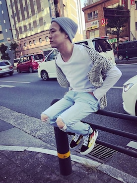 「ROLLA'S（ローラス）のアイテム（パンツ）」を使った、oita.aceさん（メンズ・174cm）の冬コーディネート