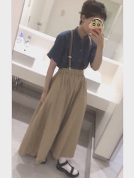 「Kastane（カスタネ）のチノボリュームスカート（スカート）」を使った、m i k iさん（レディース・153cm）の夏コーディネート