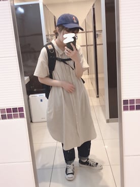 「SM2（エスエムツー）のアイテム（シャツワンピース）」を使った、m i k iさん（レディース・153cm）の夏コーディネート