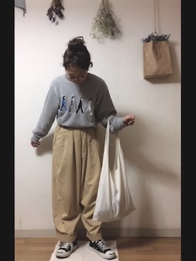 「SHIPS（シップス）のアイテム（スウェット）」を使った、m i k iさん（レディース・153cm）の春コーディネート
