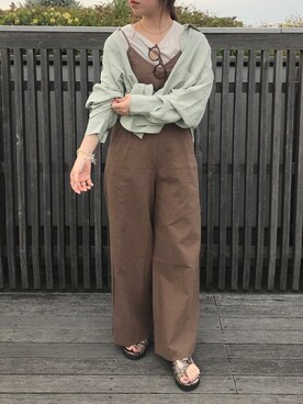莉子 Rikoさんの「NEW麻レーヨンビッグシャツ」を使ったコーディネート