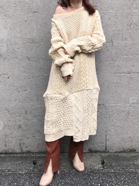 「ブラウンパンツ」｜「アイテム（ワンピース/ドレス）」を使った、莉子 Rikoさん（レディース・158cm）の秋コーディネート