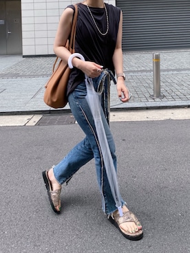 「雨の日」｜「アイテム（アクセサリー）」を使った、莉子 Rikoさん（レディース・158cm）の夏コーディネート
