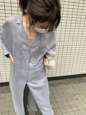 「キュプラ」｜「アイテム（シャツワンピース）」を使った、莉子 Rikoさん（レディース・158cm）の秋コーディネート