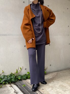 「リブニット」｜「アイテム（ブーティ）」を使った、莉子 Rikoさん（レディース・158cm）の秋コーディネート