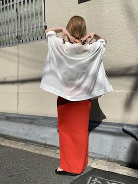 「オレンジスカート」｜莉子 Rikoさん（レディース・158cm）の春コーディネート