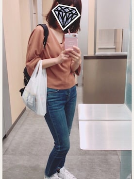 「MERCURYDUO（マーキュリーデュオ）のアイテム（デニムパンツ）」を使った、ZIGENさん（レディース・152cm）の春コーディネート