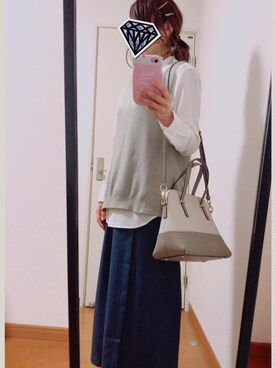 「URBAN RESEARCH（アーバンリサーチ）のアイテム（ベスト、グレー系）」を使った、ZIGENさん（レディース・152cm）の春コーディネート