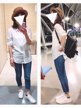 「MERCURYDUO（マーキュリーデュオ）のアイテム（デニムパンツ）」を使った、ZIGENさん（レディース・152cm）の春コーディネート