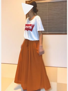 「SENSE OF PLACE by URBAN RESEARCH（センスオブプレイスバイアーバンリサーチ）のジョーゼットスリットスカーチョ（その他パンツ、ブラウン系）」を使った、ZIGENさん（レディース・152cm）の夏コーディネート