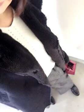 「LEPSIM（レプシィム）のアイテム（ムートンコート）」を使った、rii ＿❤︎さん（レディース・166cm）の冬コーディネート