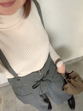 「LEPSIM（レプシィム）のアイテム（サロペット/オーバーオール）」を使った、rii ＿❤︎さん（レディース・166cm）の冬コーディネート
