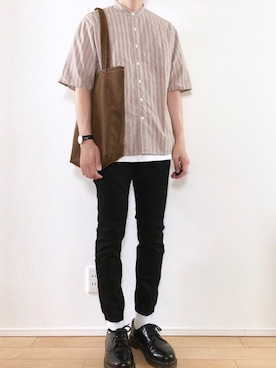 「リドム」｜「アイテム（トートバッグ）」を使った、こんさん（メンズ・172cm）の秋コーディネート