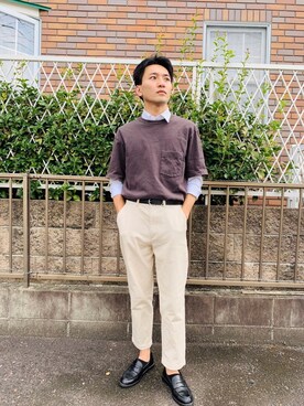 藤川 寛規さんの「イージーケアジャージースリムフィットシャツ（長袖）」を使ったコーディネート