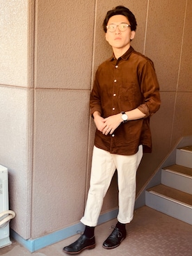 「コーデュロイシャツ」｜藤川 寛規さん（メンズ・166cm・20代）の秋コーディネート
