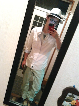 「NET（ネット）のアイテム（ハット）」を使った、LINEスタンプ制作者さん（メンズ・162cm）の春コーディネート