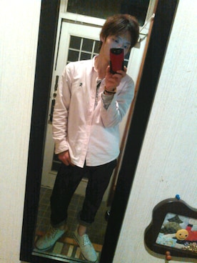 「Mossimo（モッシモ）のアイテム（トップス）」を使った、LINEスタンプ制作者さん（メンズ・162cm）の夏コーディネート