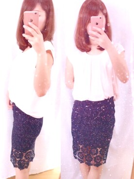 「MERCURYDUO（マーキュリーデュオ）のアイテム（シャツ/ブラウス、ピンク系）」を使った、maさん（レディース・163cm）の春コーディネート