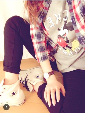 「UNIQLO（ユニクロ）のアイテム（Tシャツ/カットソー、グレー系）」を使った、maさん（レディース・163cm）の春コーディネート