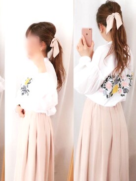 「ZARA（ザラ）のアイテム（シャツ/ブラウス、ホワイト系）」を使った、maさん（レディース・163cm）の春コーディネート