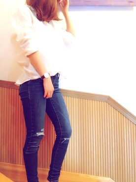 「Daniel Wellington（ダニエルウェリントン）のDaniel Wellington 36mm Case （アナログ腕時計、ブラウン系）」を使った、maさん（レディース・163cm）の春コーディネート