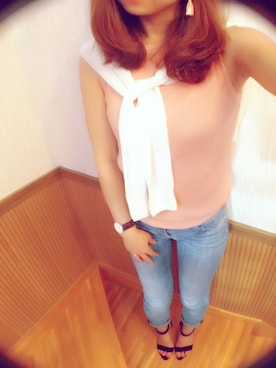 「UNIQLO（ユニクロ）のアイテム（カーディガン/ボレロ、ホワイト系）」を使った、maさん（レディース・163cm）の夏コーディネート