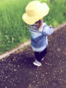 「Moujonjon（ムージョンジョン）のアイテム（その他パンツ、ブラック系）」を使った、maさん（レディース・163cm）の夏コーディネート