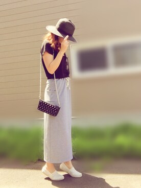 「ZARA（ザラ）のアイテム（Tシャツ/カットソー、ブラック系）」を使った、maさん（レディース・163cm）の夏コーディネート