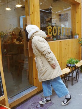「TYAKASHAのアイテム（モッズコート）」を使った、曾开心さん（レディース・158cm）の冬コーディネート