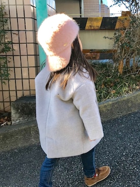 「petit main（プティマイン）のアイテム（チェスターコート）」を使った、yurirunaさん（キッズ・90cm）の冬コーディネート