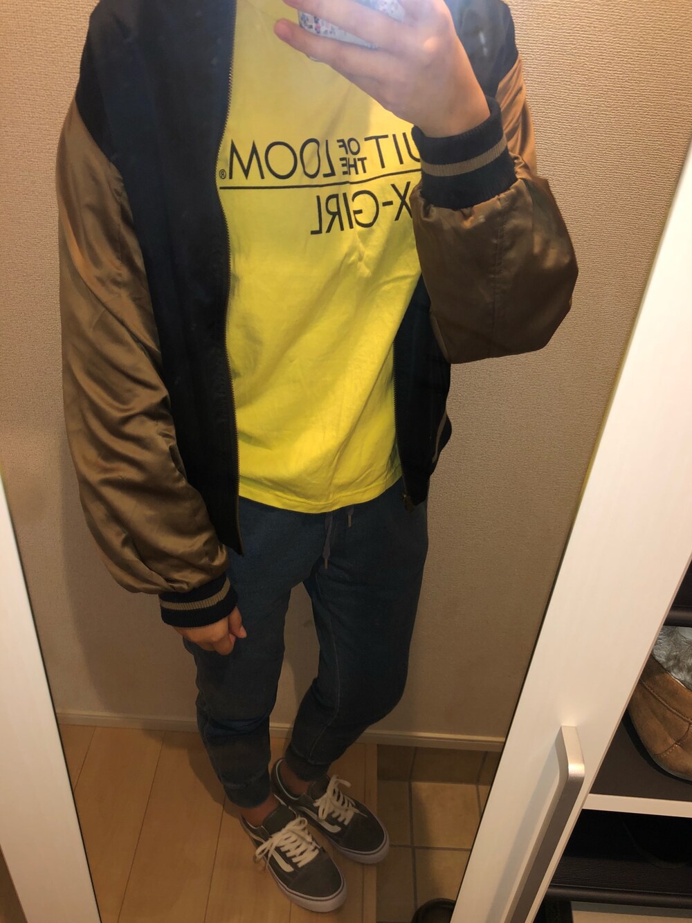 「秋コーデ、カジュアル、休日コーデ、おしゃれさんと繋がりたい、スニーカー、GU、TOMコーデ、VANS、x-girl、冬コーデ」｜「THE NORTH FACEのザ・ノース・フェイス TNFロゴキャップ（キャップ、ブラック系）」を使った、TOM🌙さん（レディース・170cm）の秋コーディネートの1枚目の写真