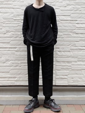 「Y's（ワイズ）のアイテム（スラックス）」を使った、よしおさん（メンズ・175cm）の春コーディネート