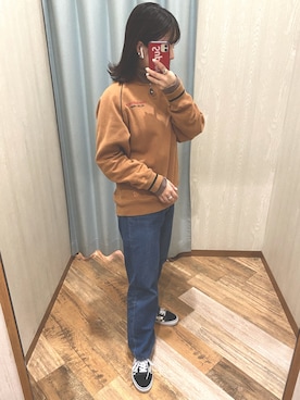 「NEW BALANCE（ニューバランス）のアイテム（トップス、ブラウン系）」を使った、てぃ。さん（レディース・158cm）の冬コーディネート
